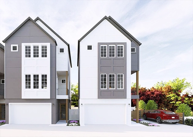Craft 1776 modern Houston home exterior showcasing contemporary architecture, quality craftsmanship, and stylish design.